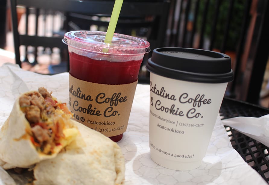 Catalina Cofee and Cookie Co. Drinks and Breakfast Burrito